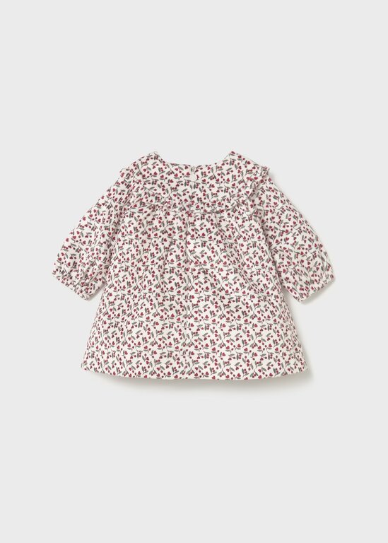 ROBE EN VELOURS À MOTIFS DE BAIES - CERISE