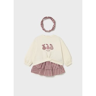 MAYORAL ENSEMBLE 2 PIÈCES ET BANDEAU EN VICHY - FRAMBOISE