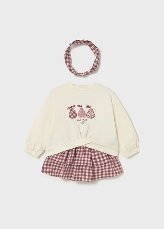 MAYORAL ENSEMBLE 2 PIÈCES ET BANDEAU EN VICHY - FRAMBOISE