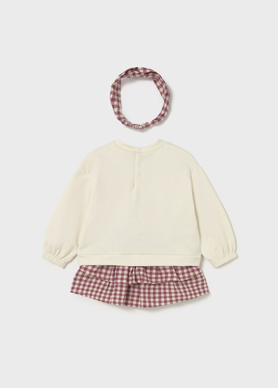 MAYORAL ENSEMBLE 2 PIÈCES ET BANDEAU EN VICHY - FRAMBOISE