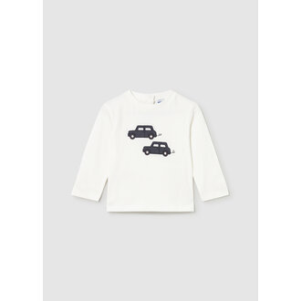 MAYORAL CHANDAIL MANCHES LONGUES VOITURES BRODÉE - BLANC