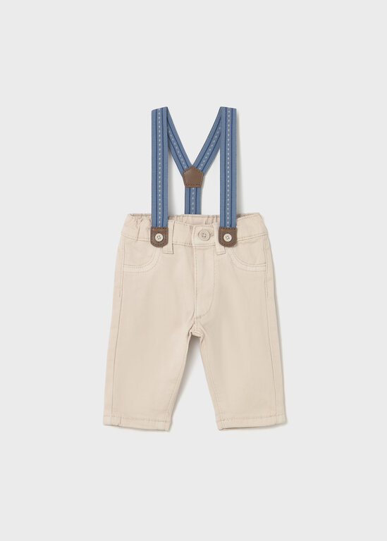 PANTALON CHINO À BRETELLES - BEIGE