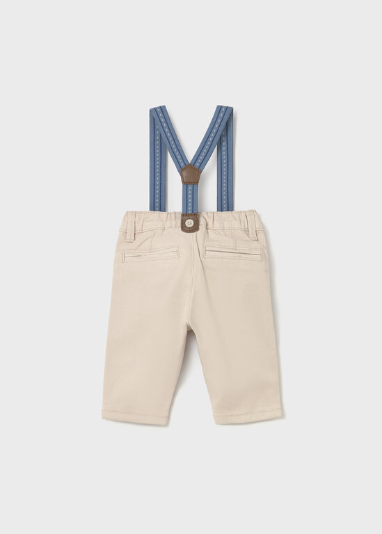 PANTALON CHINO À BRETELLES - BEIGE