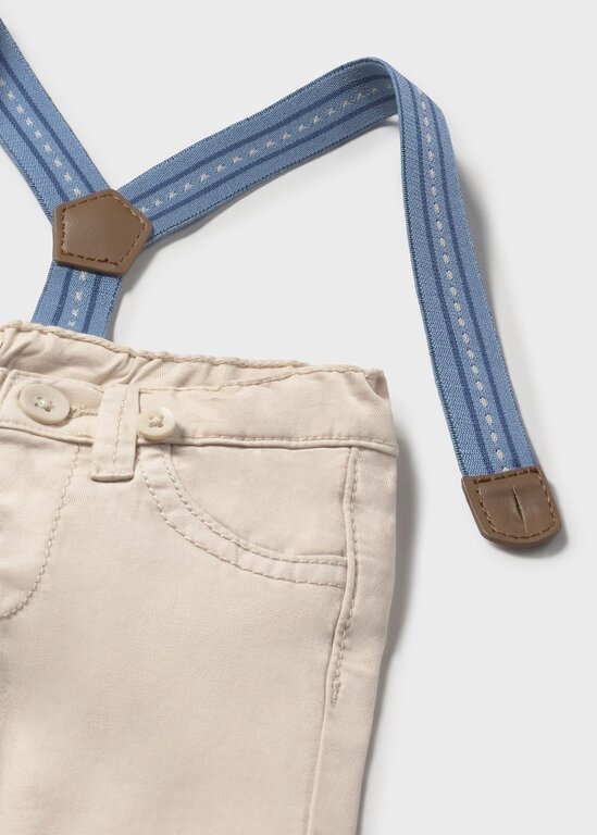 PANTALON CHINO À BRETELLES - BEIGE