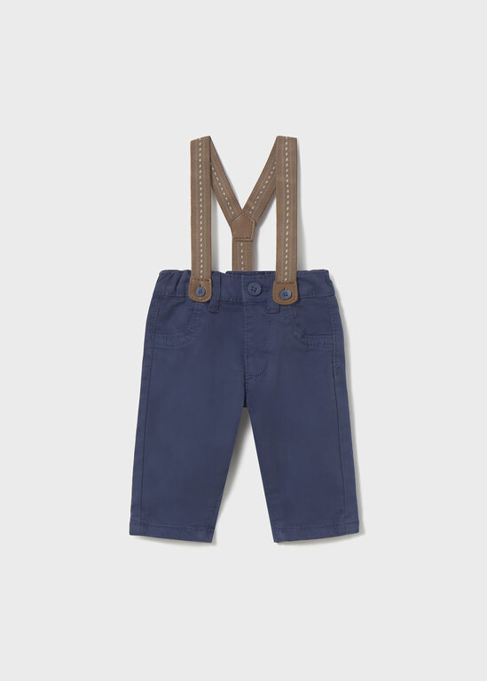 PANTALON CHINO À BRETELLES - MARINE