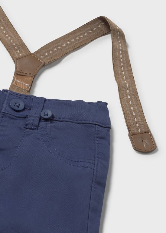 PANTALON CHINO À BRETELLES - MARINE
