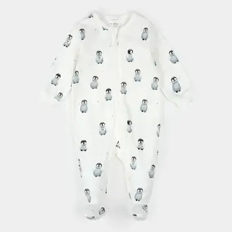 PETIT LEM PYJAMA À PATTES À IMPRIMÉ DE PINGUOUIN - BLANC