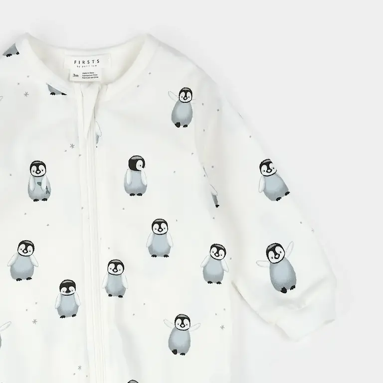 PETIT LEM PYJAMA À PATTES À IMPRIMÉ DE PINGUOUIN - BLANC