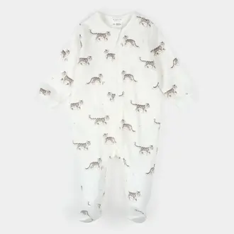 PETIT LEM PYJAMA À PATTES À IMPRIMÉ DE LÉOPARD DES NEIGES - BLANC