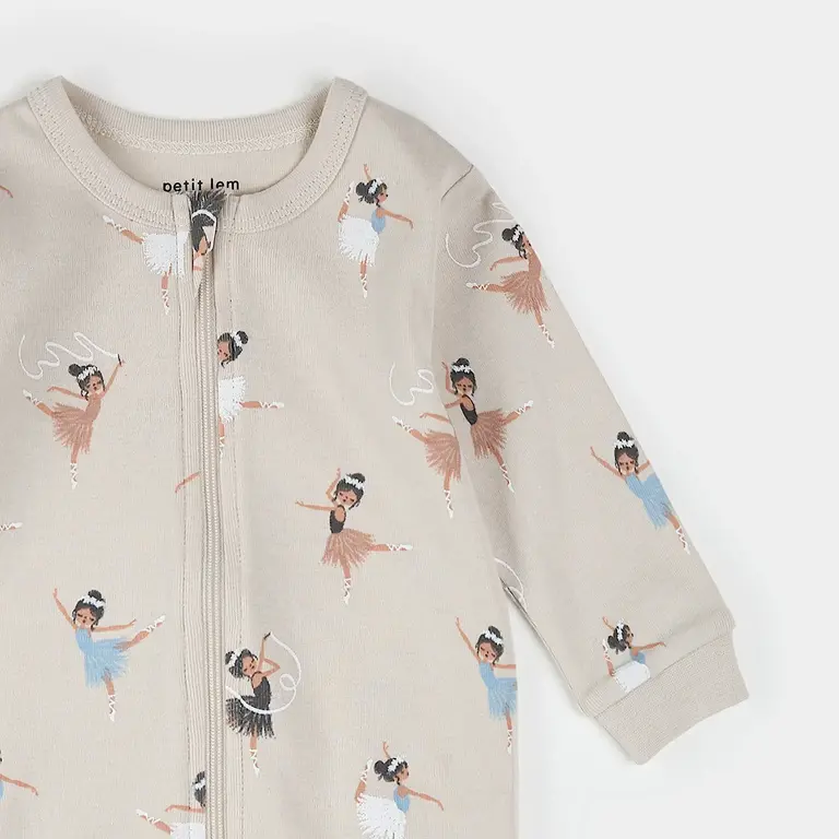 PETIT LEM PYJAMA À PATTES À IMPRIMÉ DE BALLERINE - CRÈME