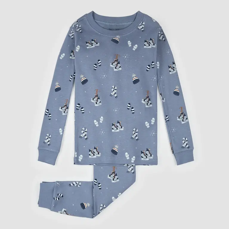PETIT LEM PYJAMA 2 PIÈCES À IMPRIMÉ D'ACCESSOIRES D'HIVER - BLEU