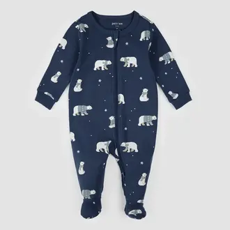 PETIT LEM PYJAMA À PATTES À IMPRIMÉ D'OURS POLAIRE - MARINE