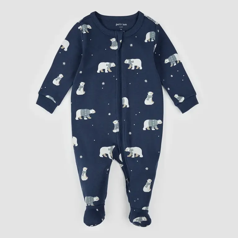 PETIT LEM PYJAMA À PATTES À IMPRIMÉ D'OURS POLAIRE - MARINE