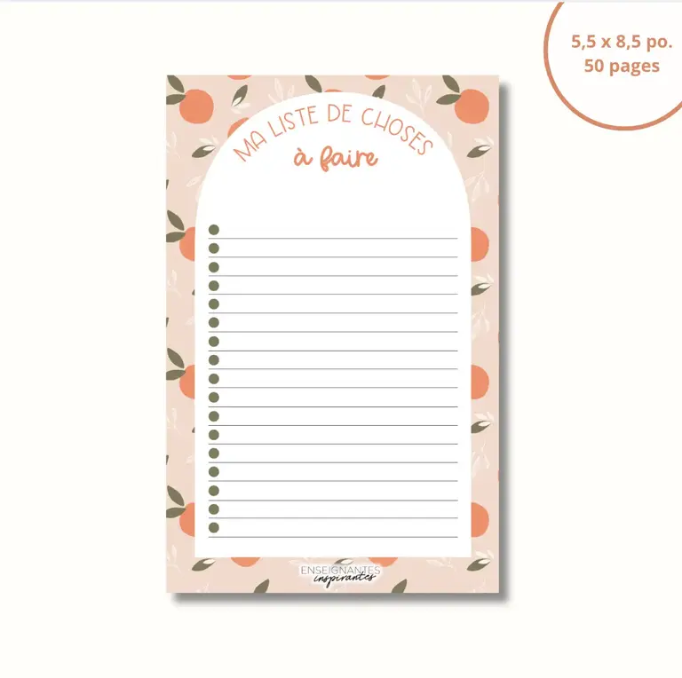 ENSEIGNANTES INSPIRANTES BLOC-NOTE : MA LISTE DE CHOSES À FAIRE - CLÉMENTINES