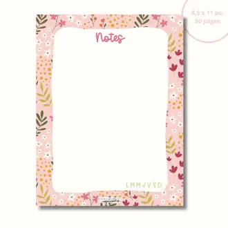 ENSEIGNANTES INSPIRANTES BLOC-NOTE - ROSE FLEURIE