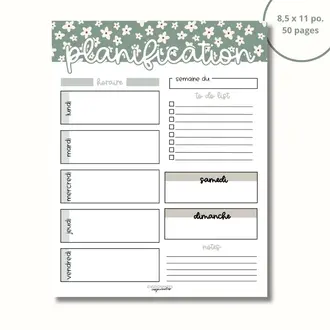 ENSEIGNANTES INSPIRANTES BLOC-NOTE PLANIFICATION HEBDOMADAIRE- SAUGE