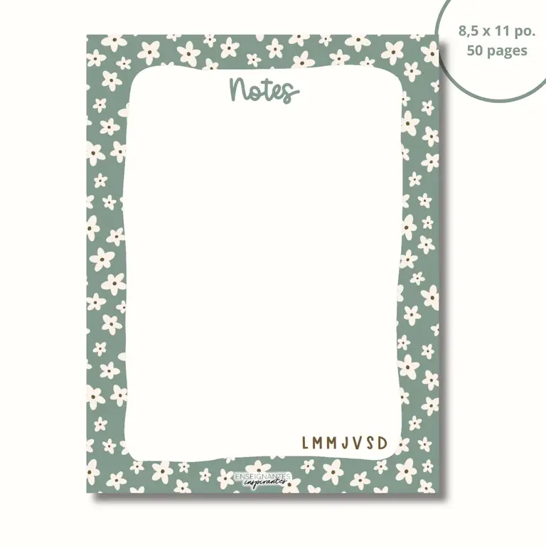 ENSEIGNANTES INSPIRANTES BLOC-NOTE - SAUGE