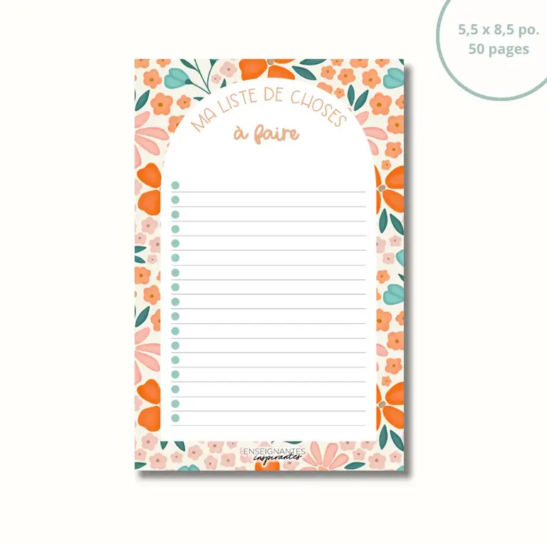 ENSEIGNANTES INSPIRANTES BLOC-NOTE : MA LISTE DE CHOSES À FAIRE - ORANGÉE
