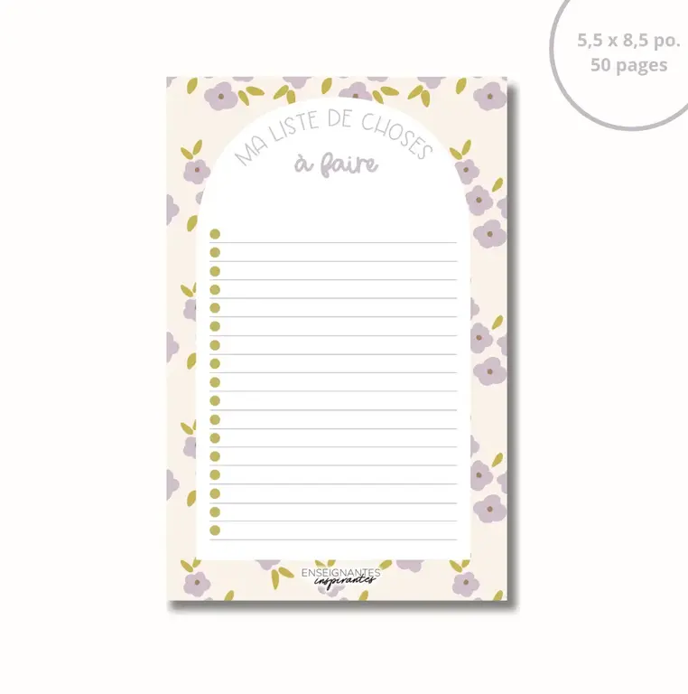 ENSEIGNANTES INSPIRANTES BLOC-NOTE : MA LISTE DE CHOSES À FAIRE - LAVANDE