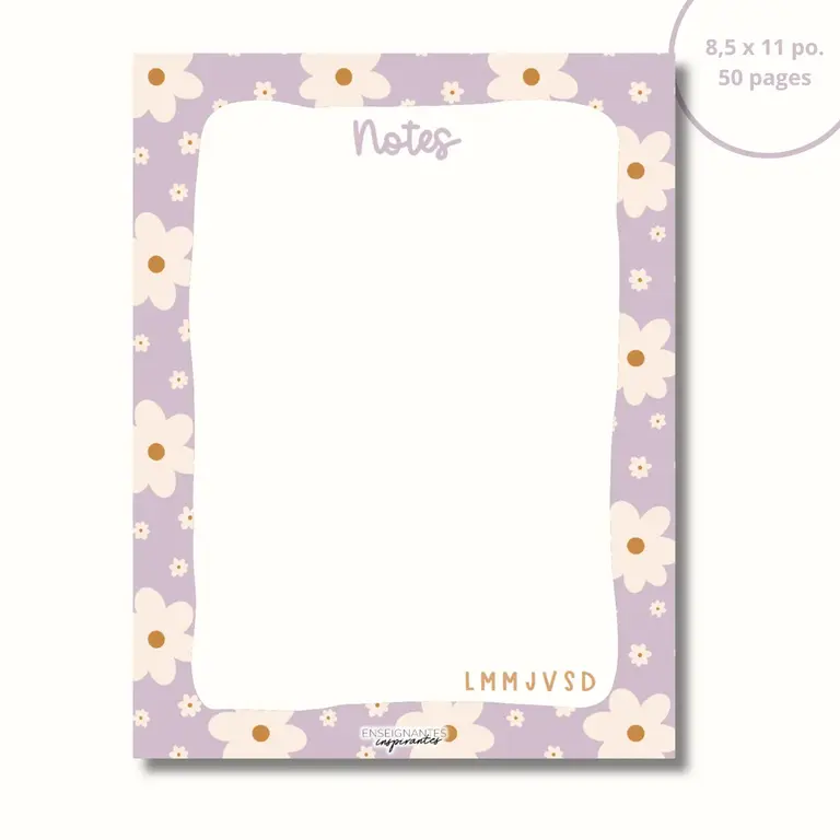 ENSEIGNANTES INSPIRANTES ENSEIGNANTES INSPIRANTES - BLOC-NOTE - MARGUERITES LILAS