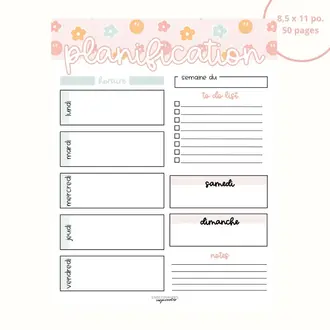 ENSEIGNANTES INSPIRANTES BLOC-NOTE PLANIFICATION HEBDOMADAIRE - SOURIRES ET FLEURS PASTELS