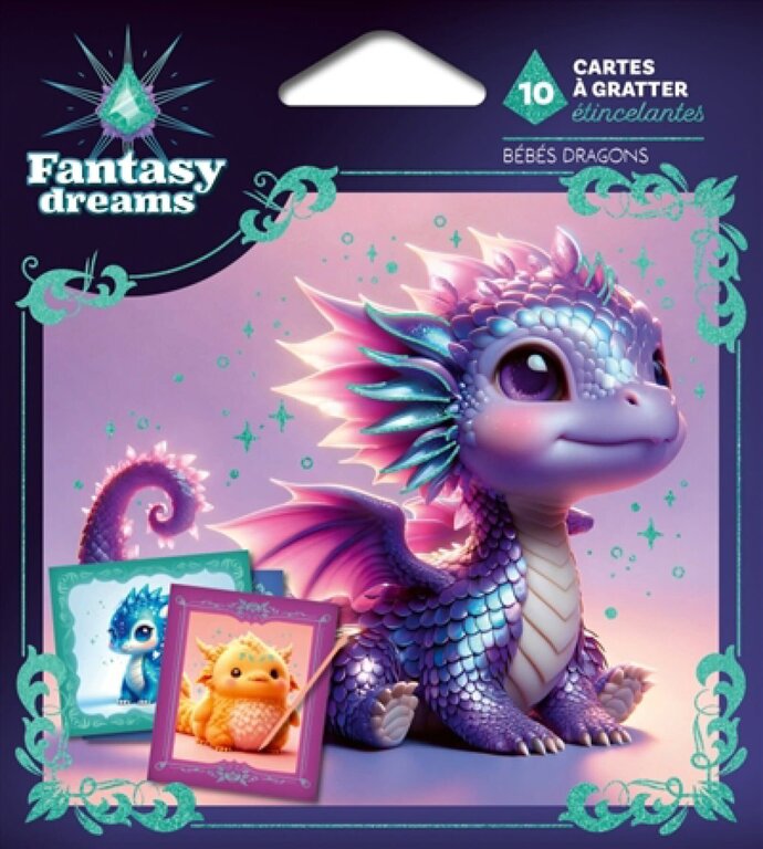 FLEURUS 10 CARTES À GRATTER ÉTINCELANTES - BÉBÉS DRAGONS