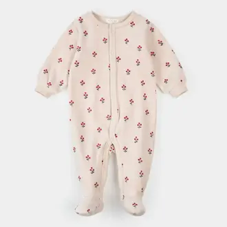PETIT LEM PYJAMA À PATTES EN VELOURS À IMPRIMÉ BAIE D'HIVER - ROSE