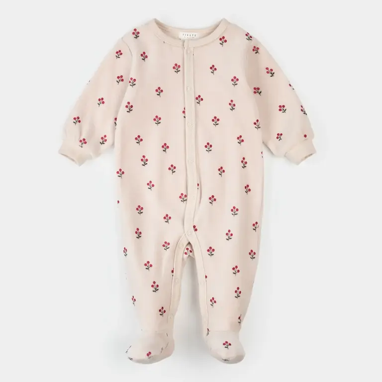PETIT LEM PYJAMA À PATTES EN VELOURS À IMPRIMÉ BAIE D'HIVER - ROSE