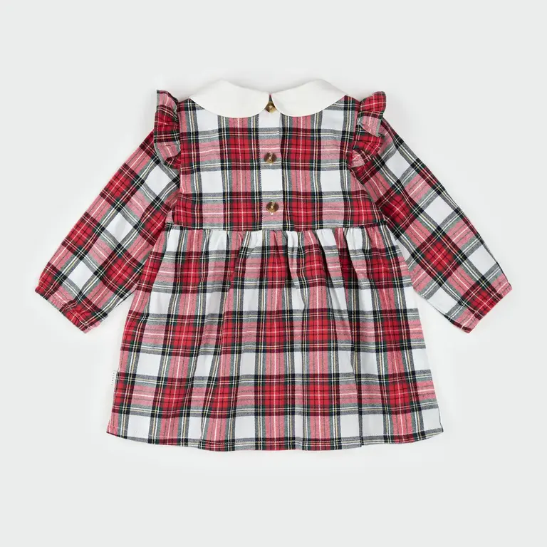 PETIT LEM ENSEMBLE ROBE 3 PIÈCES EN FLANELLE À CARREAUX - ROUGE