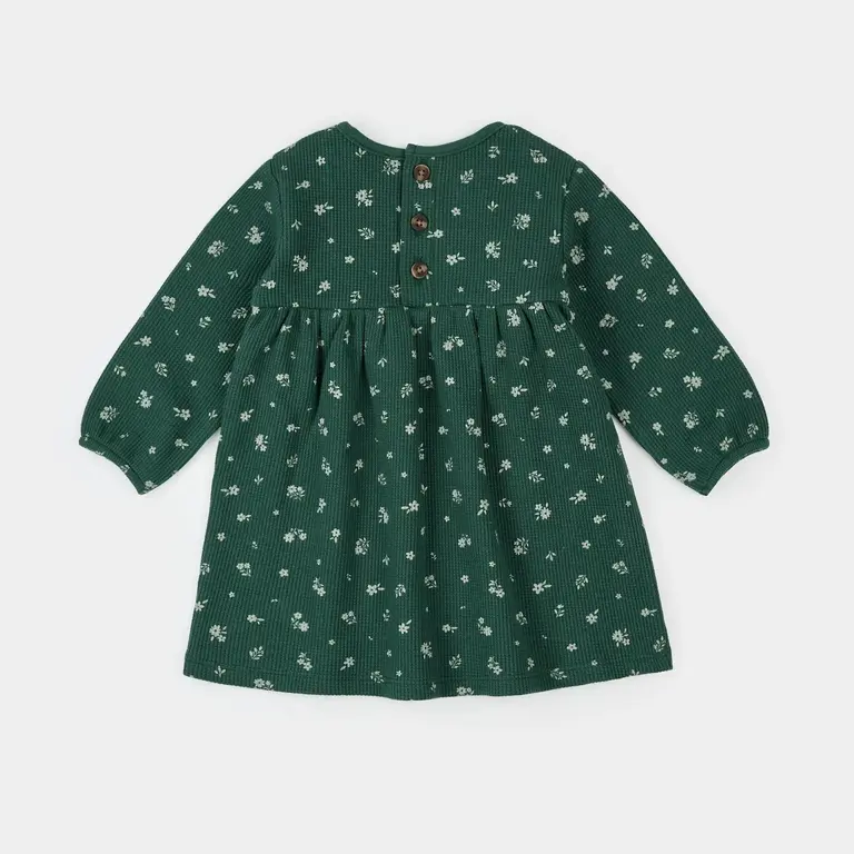 PETIT LEM ENSEMBLE ROBE AVEC COLLANTS IMPRIMÉ PERCE-NEIGE - VERT