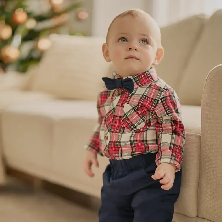PETIT LEM ENSEMBLE 3 PIÈCES EN FLANELLE À CARREAUX - ROUGE