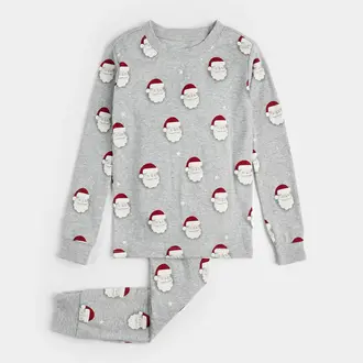 PETIT LEM PYJAMA 2 PIÈCES IMPRIMÉ PÈRE NOËL - GRIS CHINÉ