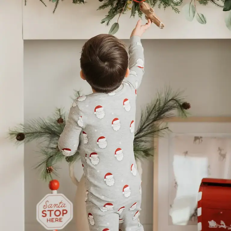 PETIT LEM PYJAMA 2 PIÈCES IMPRIMÉ PÈRE NOËL - GRIS CHINÉ
