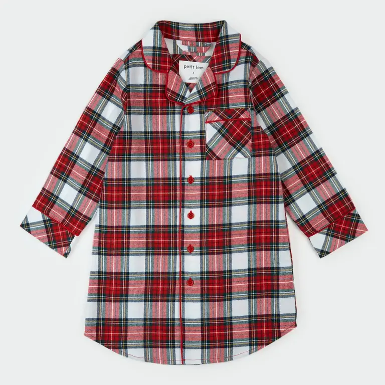 PETIT LEM CHEMISE DE NUIT EN FLANELLE À CARREAUX - ROUGE