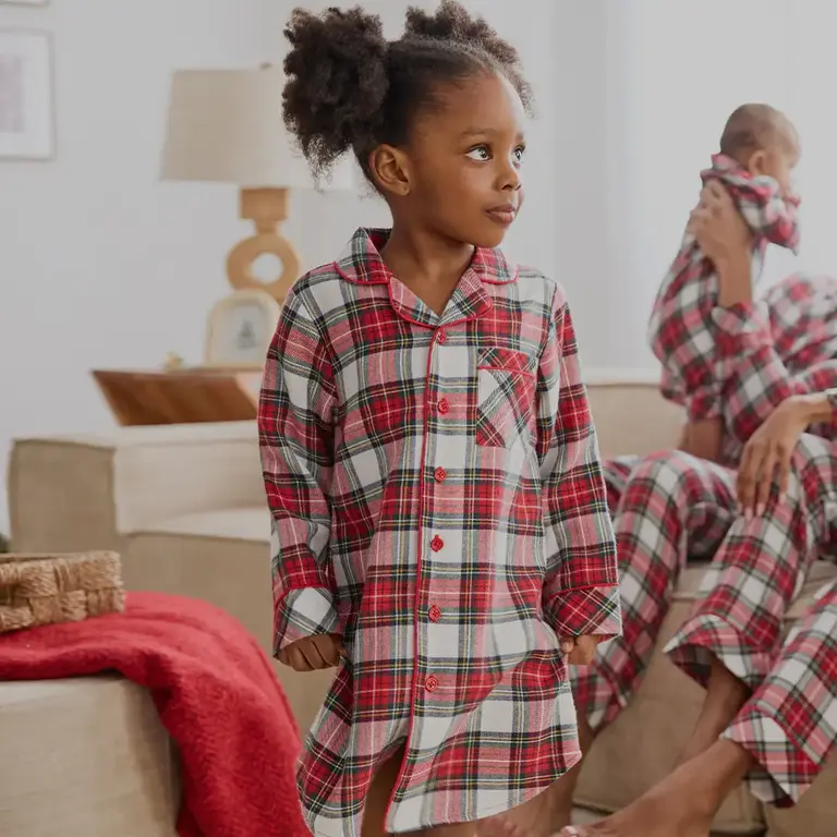 PETIT LEM PLAID FLANNEL NIGHTGOWN - RED