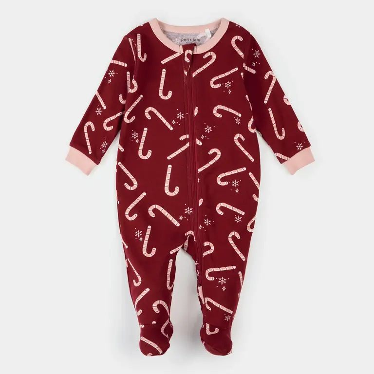 PETIT LEM PYJAMA À PATTES IMPRIMÉ CANNES SUCRÉES - ROUGE