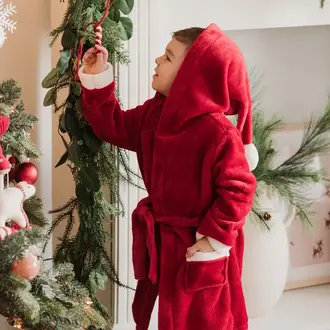 PETIT LEM FESTIVE HOODED ROBE - RED