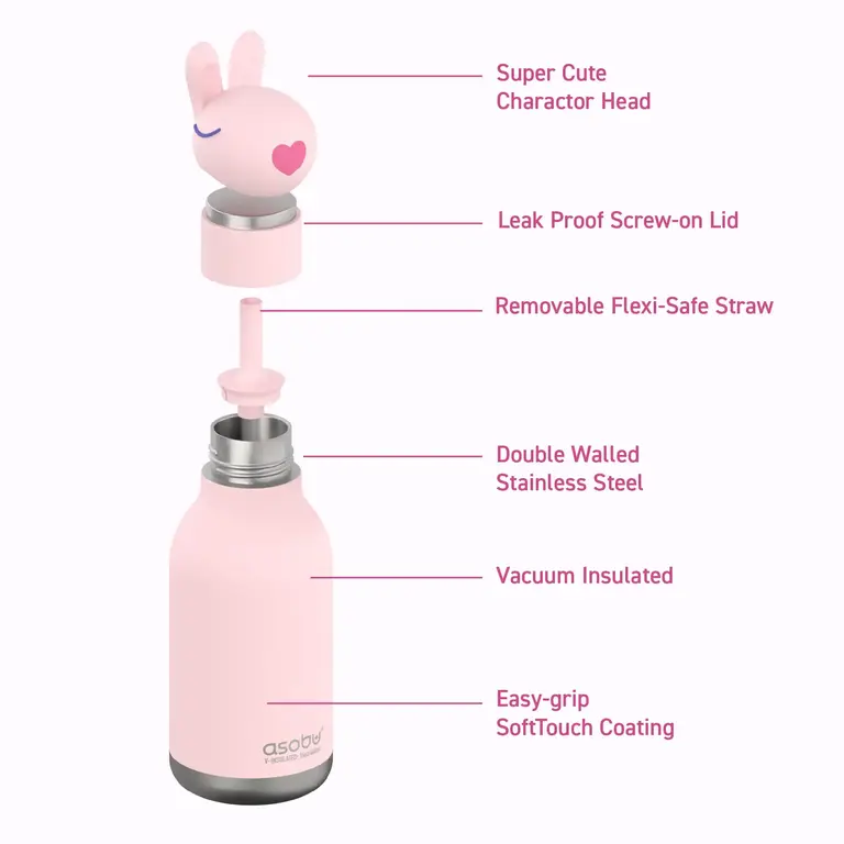 ASOBU BOUTEILLE ISOTHERME BESTIE - LAPIN ROSE