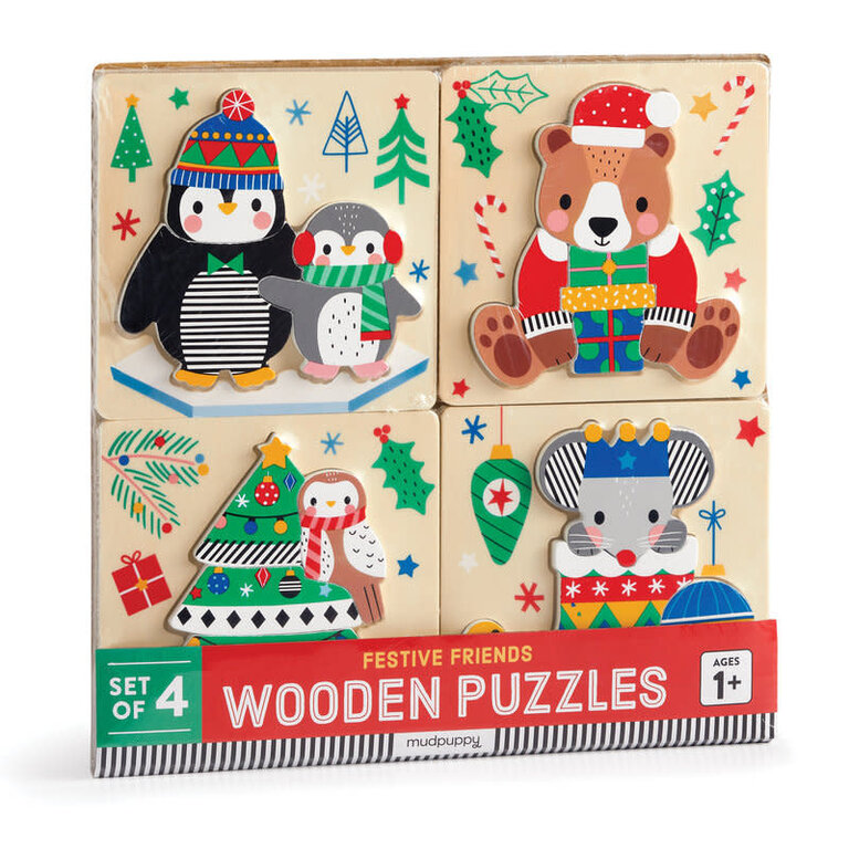 MUDPUPPY ENSEMBLE DE 4 PUZZLE EN BOIS - NOËL