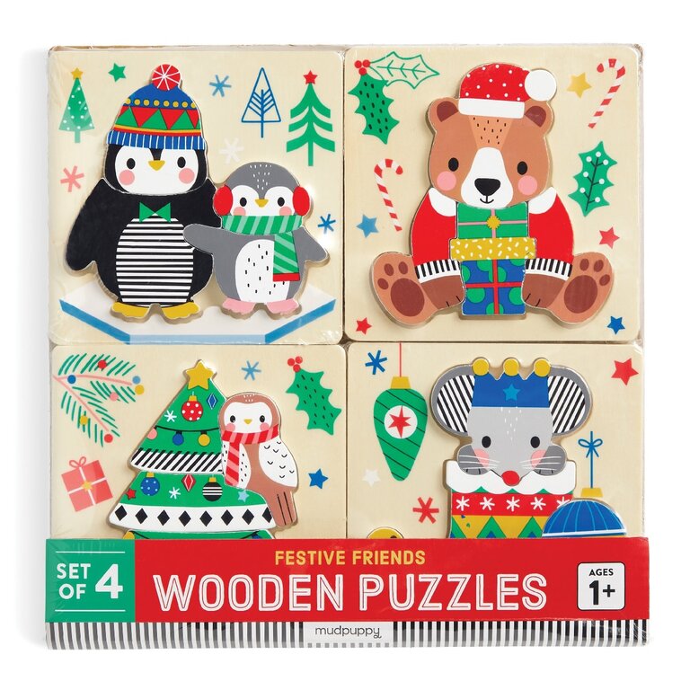 MUDPUPPY ENSEMBLE DE 4 PUZZLE EN BOIS - NOËL