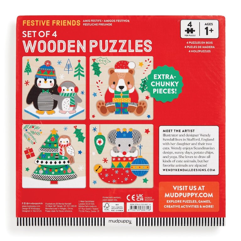 MUDPUPPY ENSEMBLE DE 4 PUZZLE EN BOIS - NOËL