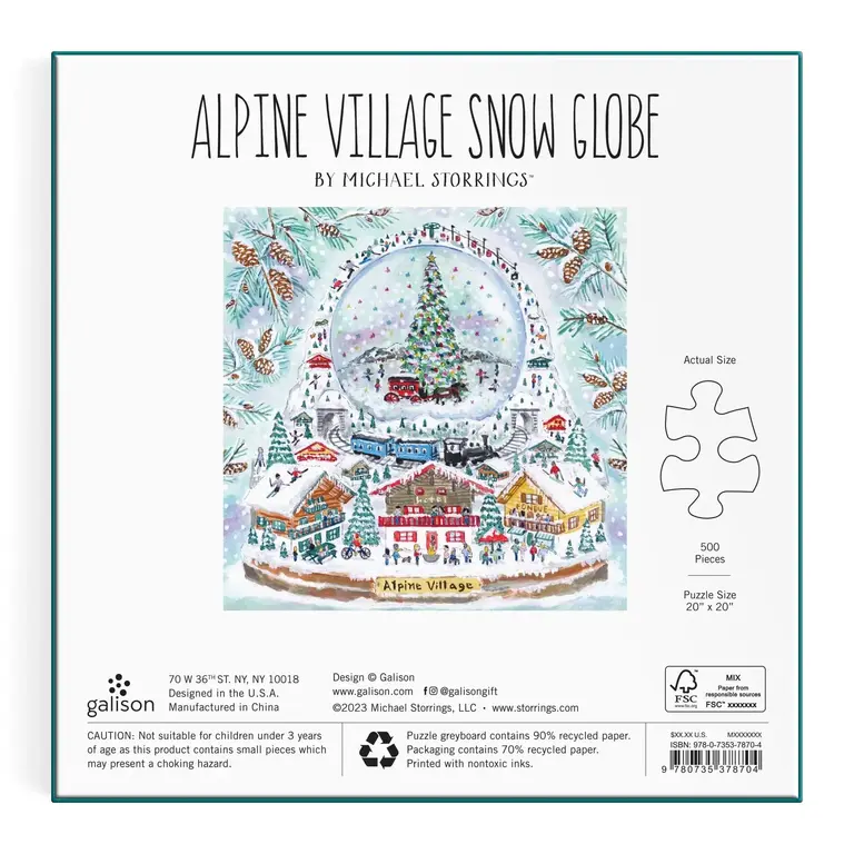 GALISON PUZZLE 500 PCS - ALPINE VILLAGE SNOWGLOBE