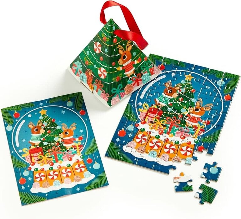 MUDPUPPY ORNEMENT MINI PUZZLE 48 PCS - REINDEER SNOW GLOBE