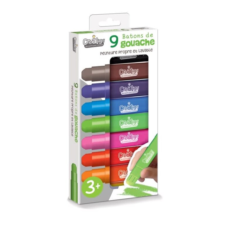 CREALIGN BÂTONS DE GOUACHE - ENSEMBLE DE 9