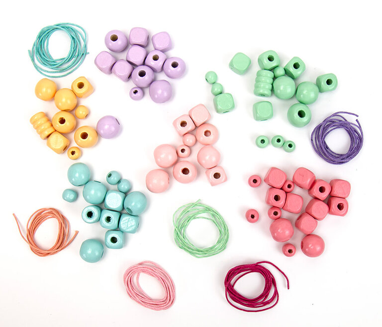 SYCOMORE TUBE DE PERLES EN BOIS - 300 PIÈCES PASTELS