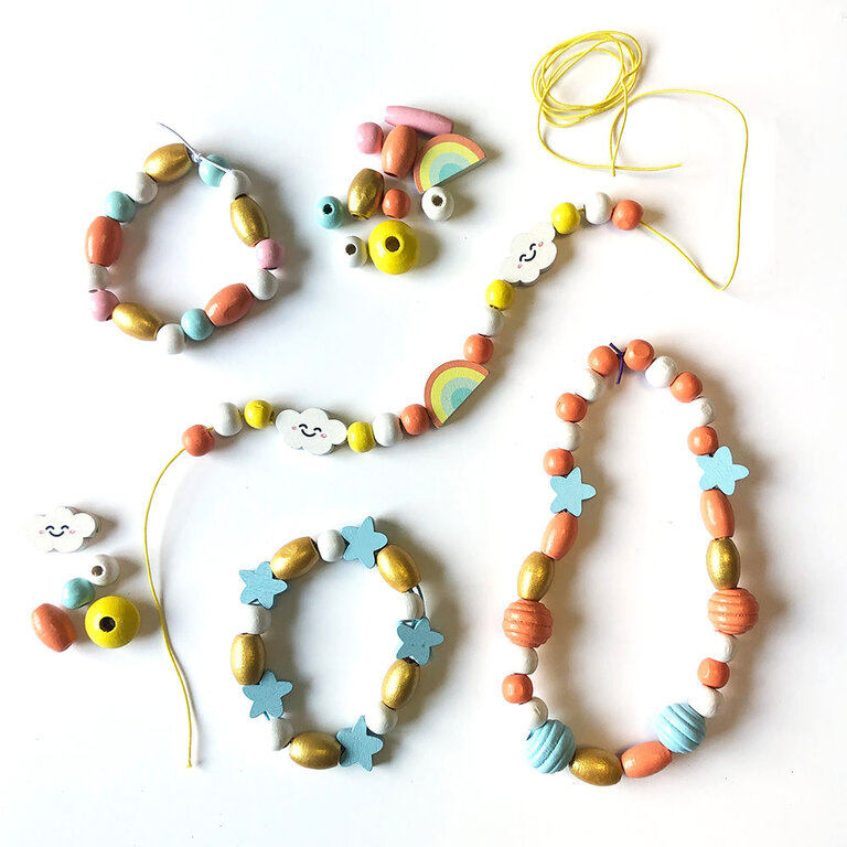 SYCOMORE COFFRET DE PERLES EN BOIS - ARC-EN-CIEL