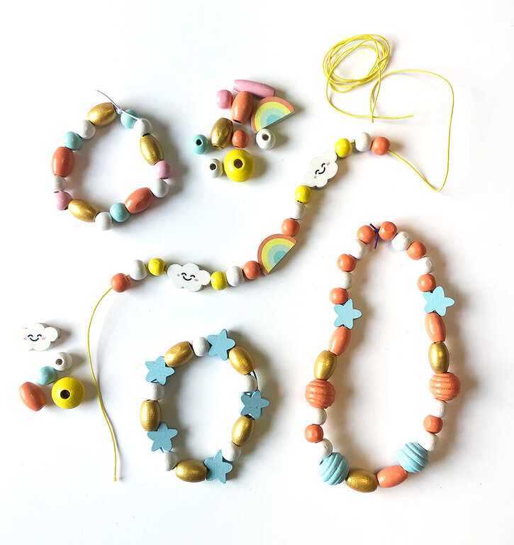 SYCOMORE COFFRET DE PERLES EN BOIS - ARC-EN-CIEL