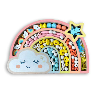 SYCOMORE SYCOMORE - COFFRET DE PERLES EN BOIS - ARC-EN-CIEL