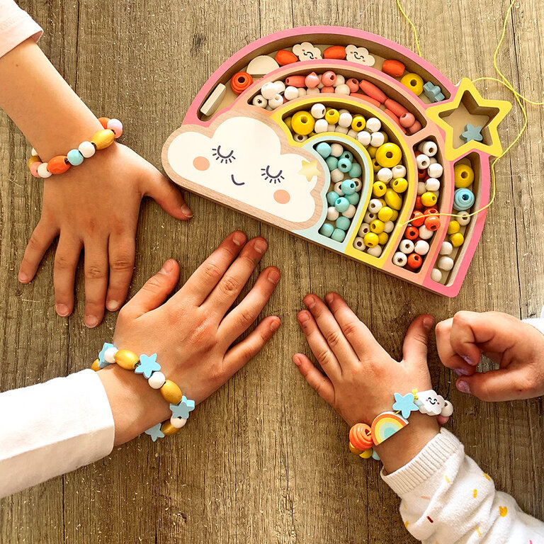 SYCOMORE COFFRET DE PERLES EN BOIS - ARC-EN-CIEL
