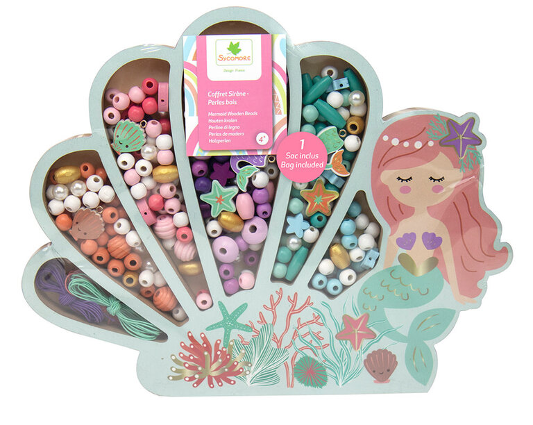 SYCOMORE COFFRET DE PERLES EN BOIS - SIRÈNE